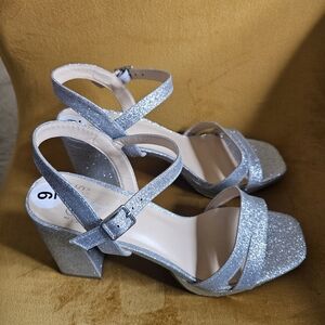 Silver Glitter Women's Platform Heels